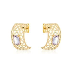 Brinco com Cristal Alexandrita Banhado a Ouro 18K