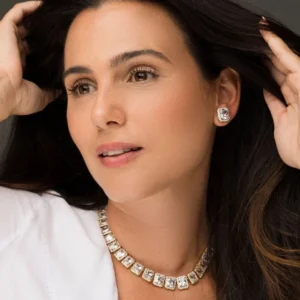 Colar com Zircônias Transparentes Banhado a Ouro 18K