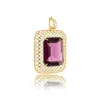 Pingente Vazado com Cristal Retangular Ametista Rosa Banhado a Ouro 18K