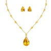 Conjunto Vanilla Gota com Zircônias Citrino Amarelo Banhado a Ouro 18K