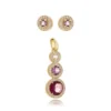 Conjunto Kunzita, Ametista Rosa e Rodolita Banhado a Ouro 18K