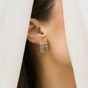 Brinco com Cristal Alexandrita Banhado a Ouro 18K