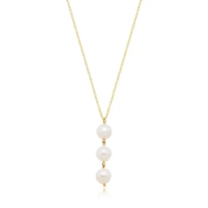 Colar Pilar com Pérola Biwa Banhado em Ouro 18K 60 Cm