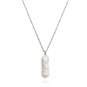 Colar Pilar com Pérolas Biwa Palito Naturais Banhado a Diamante