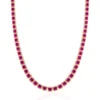 Colar Riviera com Zircônias Fucsia Banhado a Ouro 18K