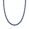 Colar Riviera com Zircônias Safira Azul Banhado em Ródio Branco