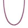 Colar Riviera com Zircônias Fucsia Banhado em Ródio Branco