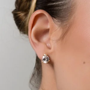Conjunto Colar e Brinco Pilar Gota Zircônia com Pérola Banhado em Ouro 18K