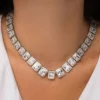 Conjunto Colar e Brinco com Zircônias Transparentes Banhado em Ródio Branco