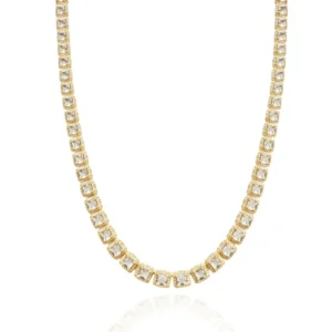 Colar Riviera com Zircônias Transparentes Banhado a Ouro 18K