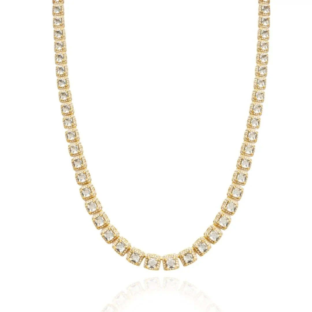 Colar Riviera com Zircônias Transparentes Banhado a Ouro 18K