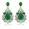 Brinco Riviera Oval e Gotas Turmalina Verde Banhado a Ouro 18K