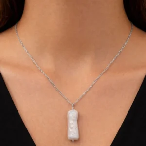 Colar Pilar com Pérolas Biwa Palito Naturais Banhado a Diamante